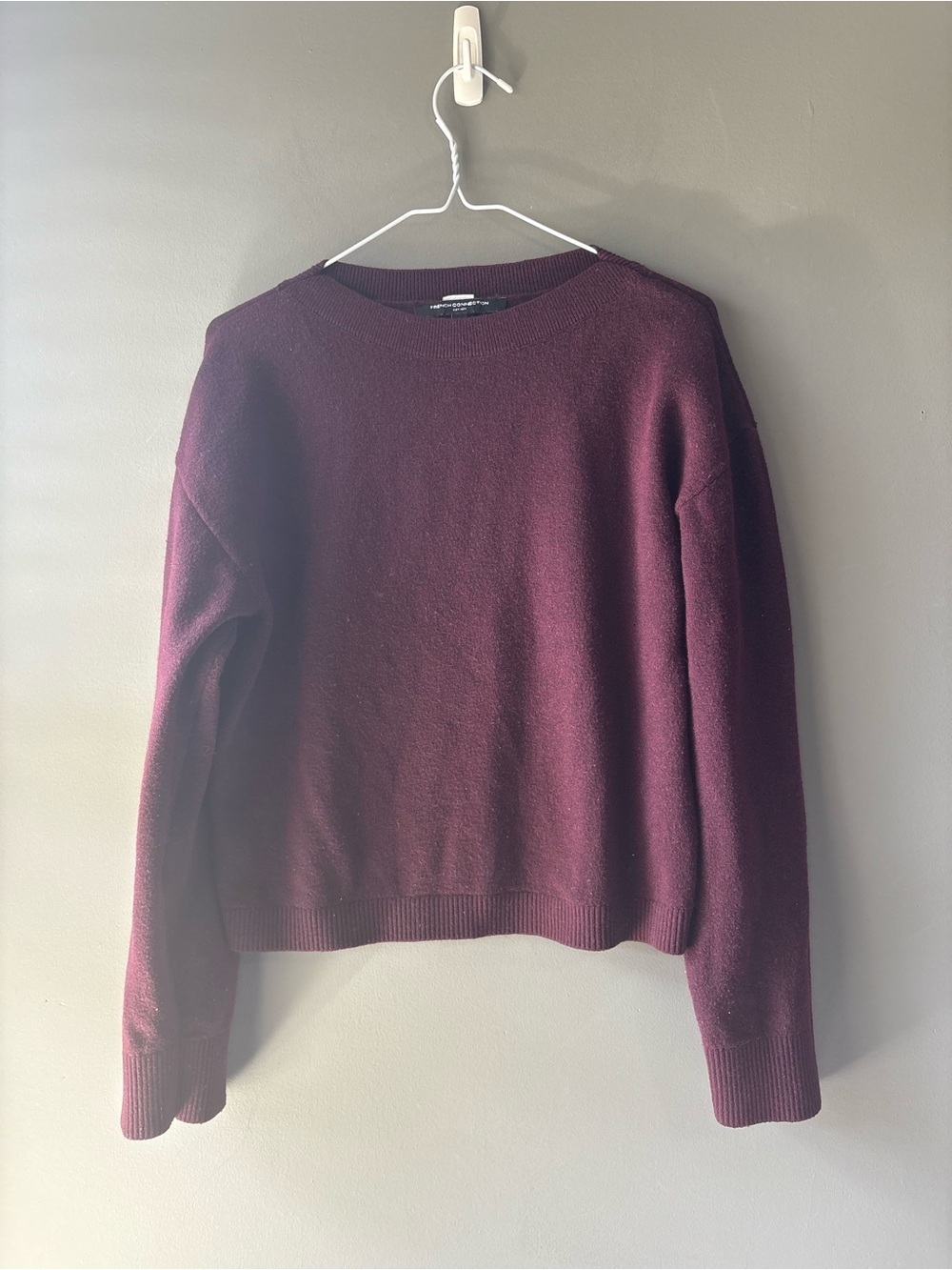 French Connection Burgundy Cropped Knit Sweater XS - Picture 2 of 5